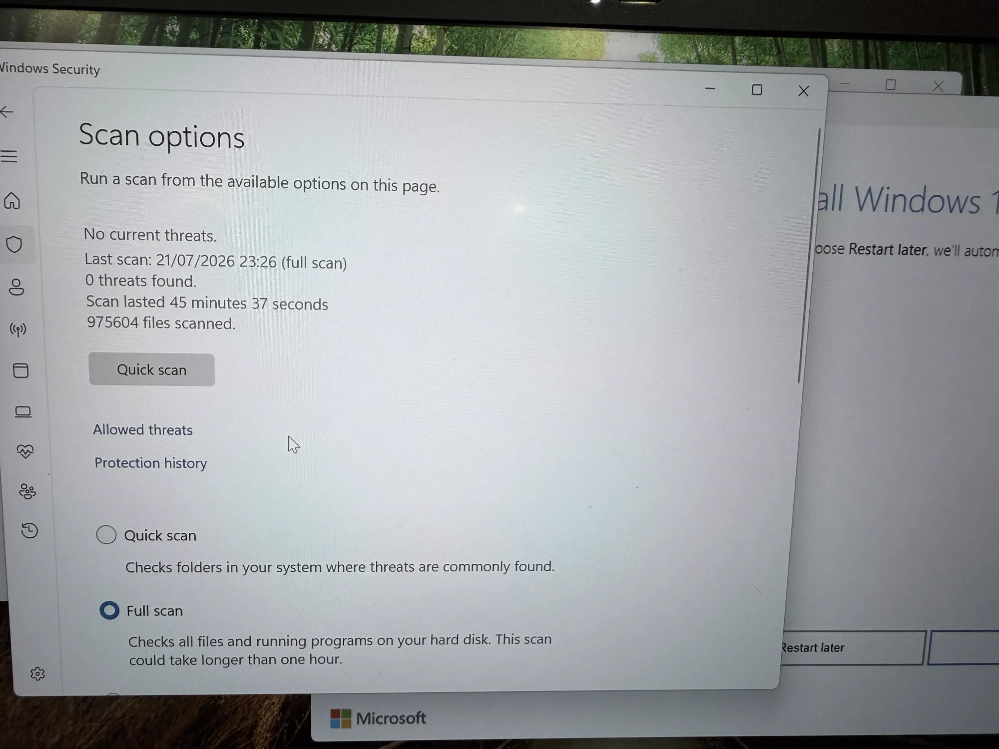 Full malware scan completed on a customer laptop — LaunchLayer Wickford