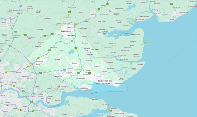 LaunchLayer Essex Technical Service Coverage Area Map